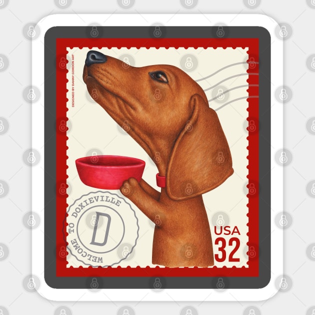 Funny Dachshund Doxie Cutely begging for treats Sticker by Danny Gordon Art